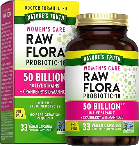 Probióticos para mujeres 50 mil millones de UFC 33 cápsulas con arándano y D-manosa Suplemento vegano, sin OMG y sin gluten