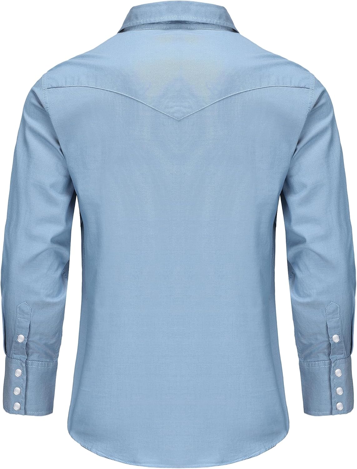 Men's Denim Western Cowboy Pearl Snap Long Sleeve Casual Button Down Up Soild Work Shirts