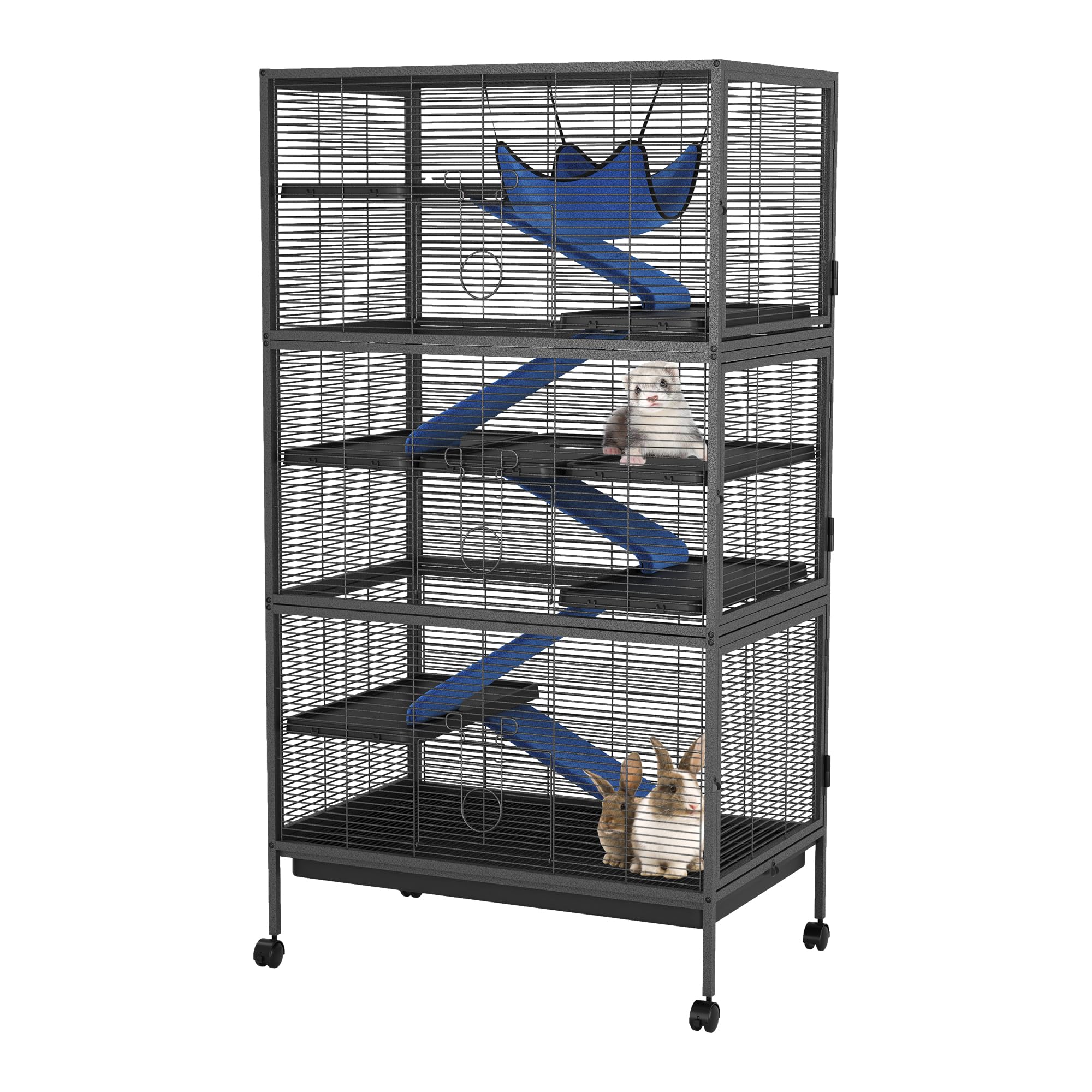 Meerschweinchen Käfig Mit Rollen, Kleintierkäfig Nagerkäfig Groß 149x80x52 cm Mit 6 Etagen, Mehrere Türen & Herausnehmbarem Tablett, Für Kaninchen Frettchen Chinchillas Hamster