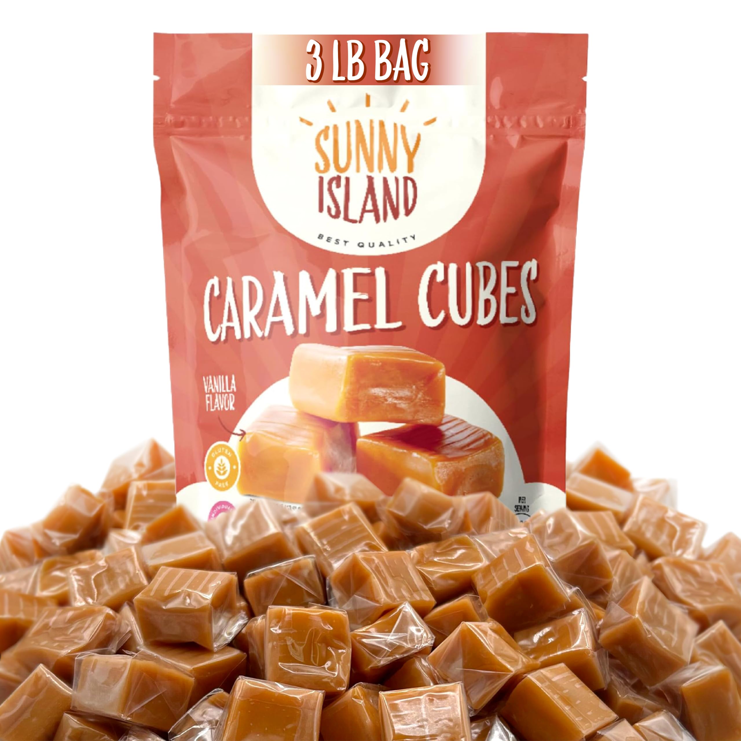 Vanilla Caramel Candy | 3-Pound Pack | Individually Wrapped Creamy Caramel Cubes