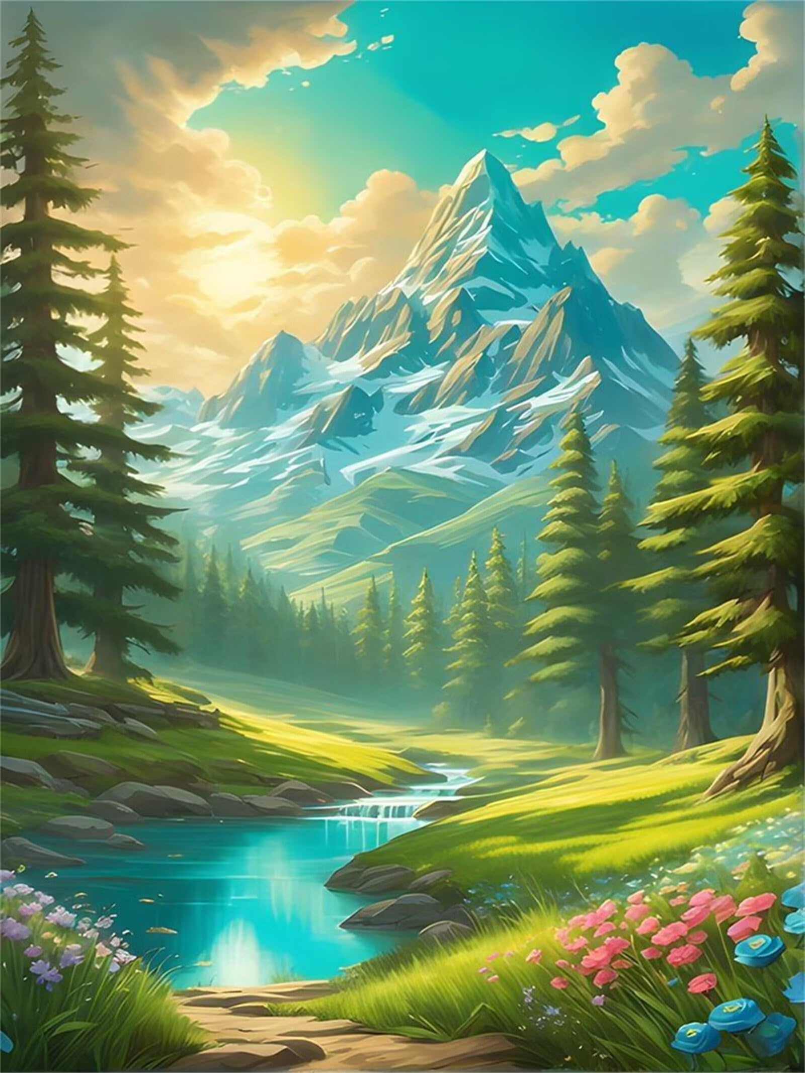 Góra Green Grove Puzzle 1500 sztuk,Puzzle DIY dla dorosłych,Klasyczna Puzzle dla Dorosłych Kreatywna Rozrywka, Trudne Gry