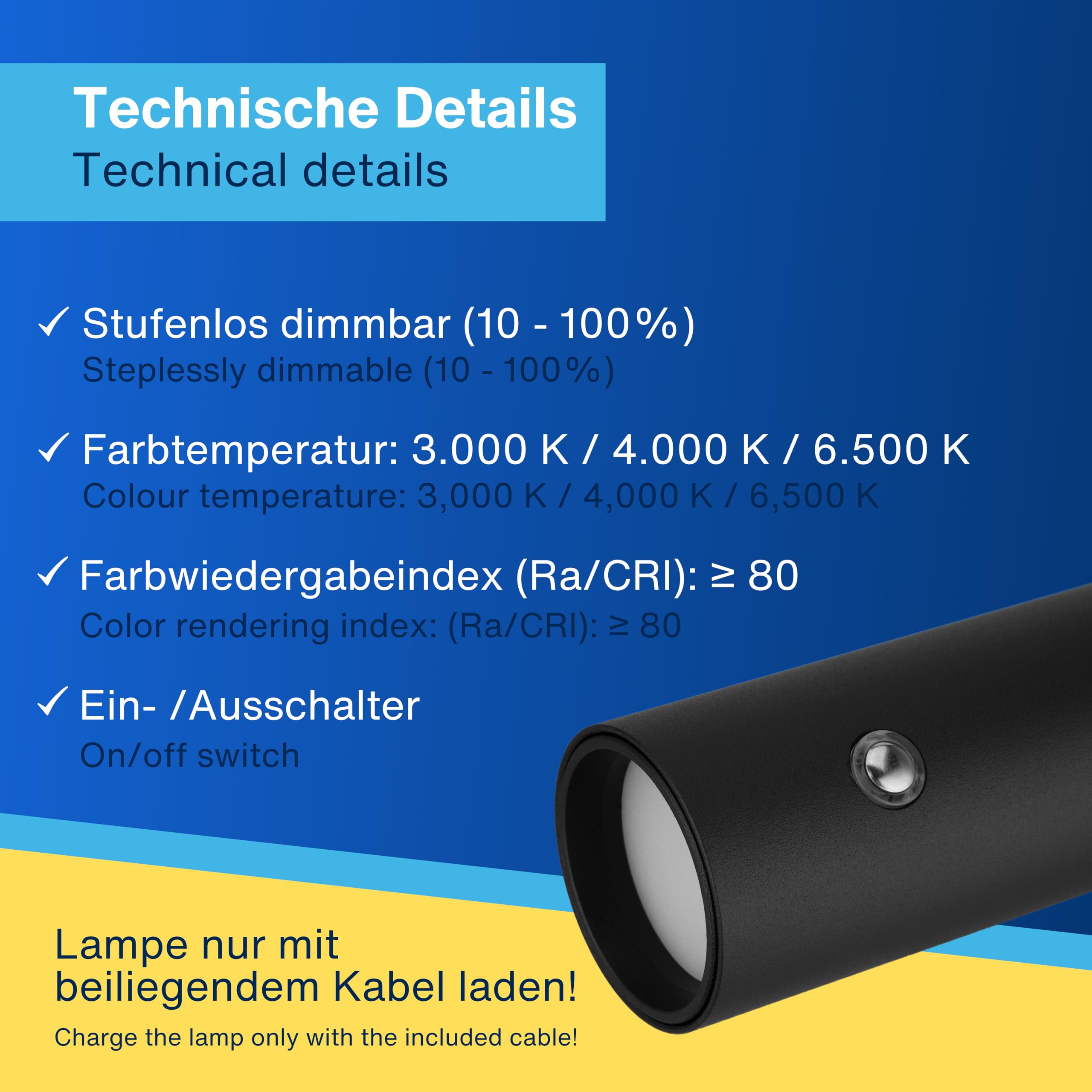 REV Pendelleuchte Akku - 130lm dimmbar 3 Farben, Timer 1-4H, höhenverstellbar durch ziehen (37-163cm) Hängeleuchte mit Fernbedienung, ideal als Hängelampe ohne Strom, schwarz