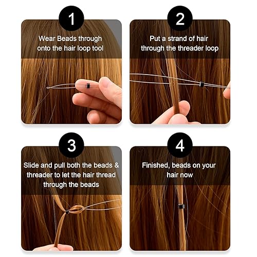 Miniatura 6 de NEWISHTOOL Kit de extensiones de cabello de micro eslabones, alicates de extensión de cabello para cuentas, bucle de extensión de cabello,