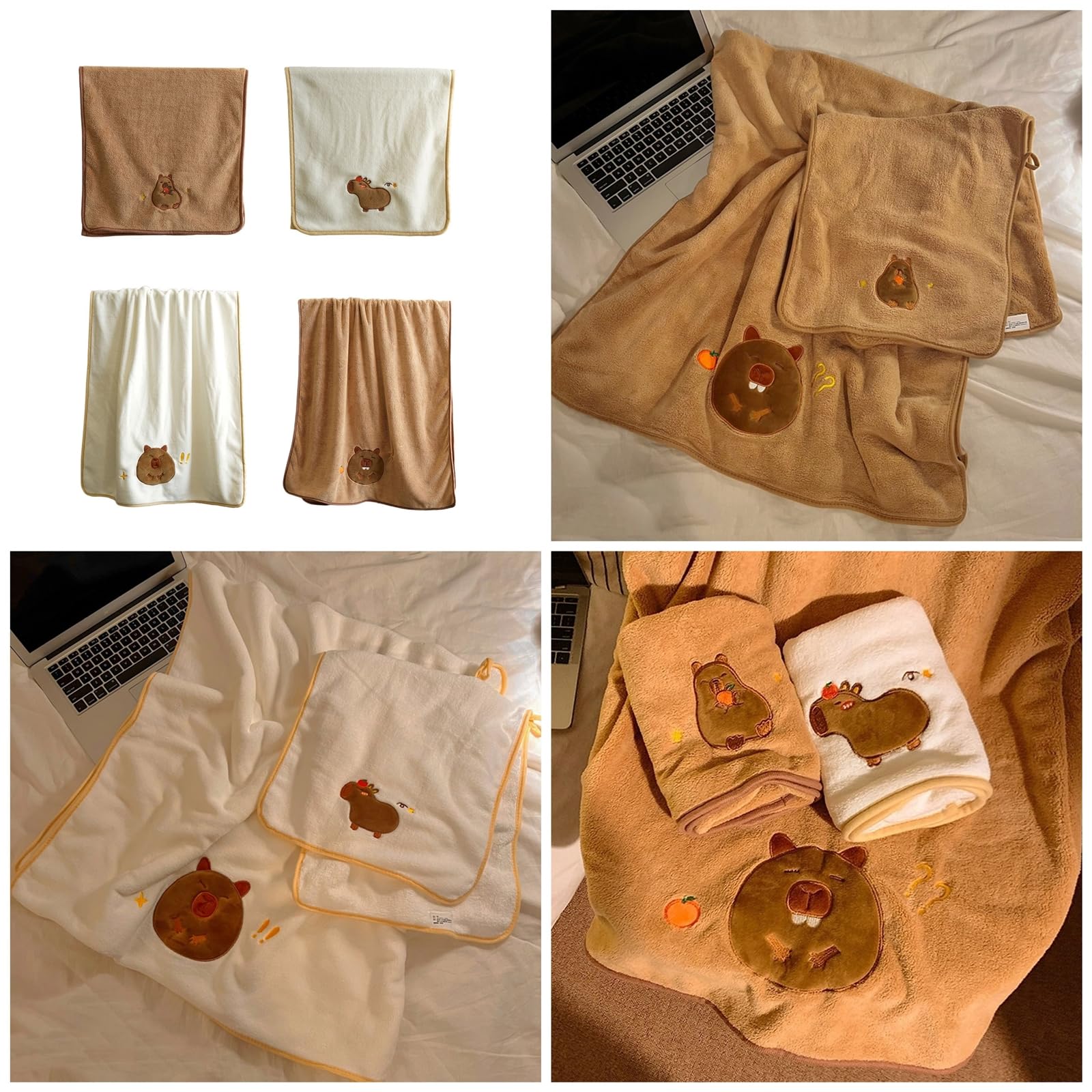 Children's Face Towels Soft Polyester Cotton Absorbent Towel With Anmal Print For Bathing And Washing