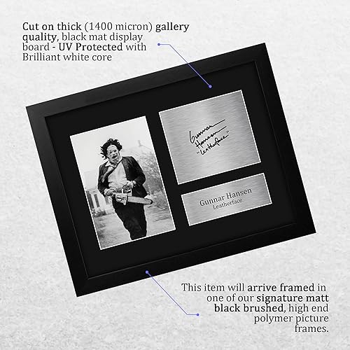 Miniatura 3 de HWC Trading Gunnar Hansen Leatherface - Regalos enmarcados impresos con autógrafo firmado para fanáticos de recuerdos de películas, tamaño carta de