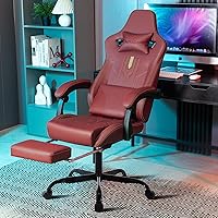 Vista 2 de Gaming Chair with Footrest Ergonomic Computer Chair Massage Lumbar Cushion, Racing Video Game Chair Adjustable Rocker Recliner Executive Office Desk