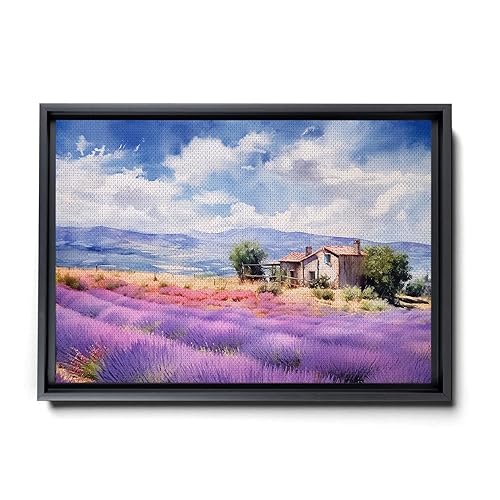 Fields of Lavender, Watercolor Provence Landscape and Lavender Field - Watercolor Painting of Serene Beauty