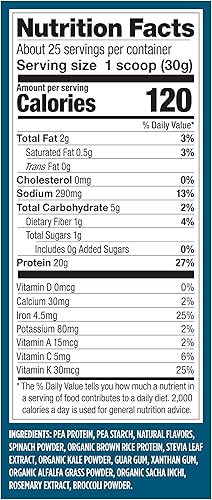 Miniatura 3 de Vega Proteína en polvo Protein and Greens, vainilla, 0.71 oz de proteína a base de plantas más verduras, vegano, sin OMG, proteína de guisante