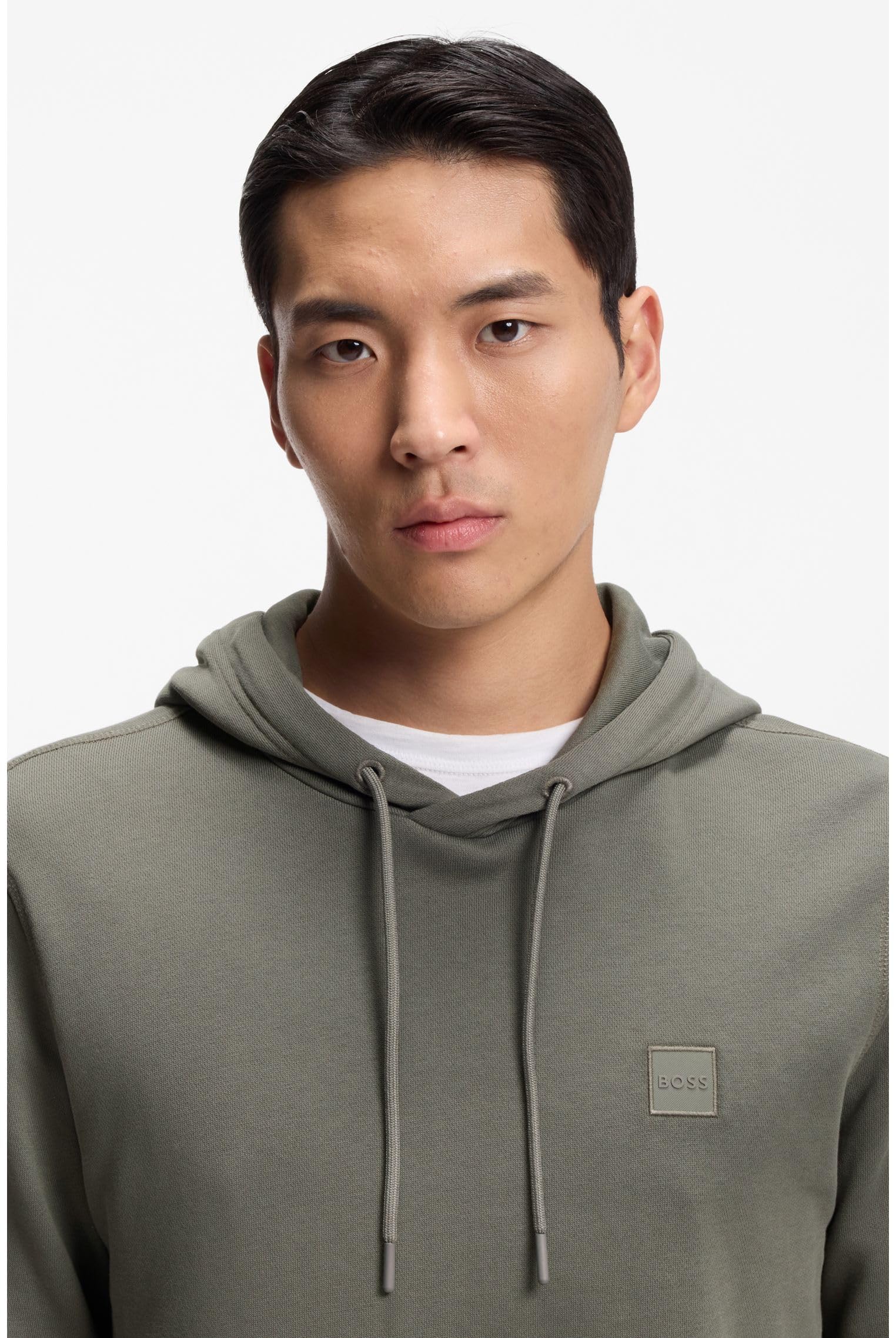 BOSS Męska bluza z kapturem Wetalk z bawełny Terry z naszywką z logo, Open Grey76, L
