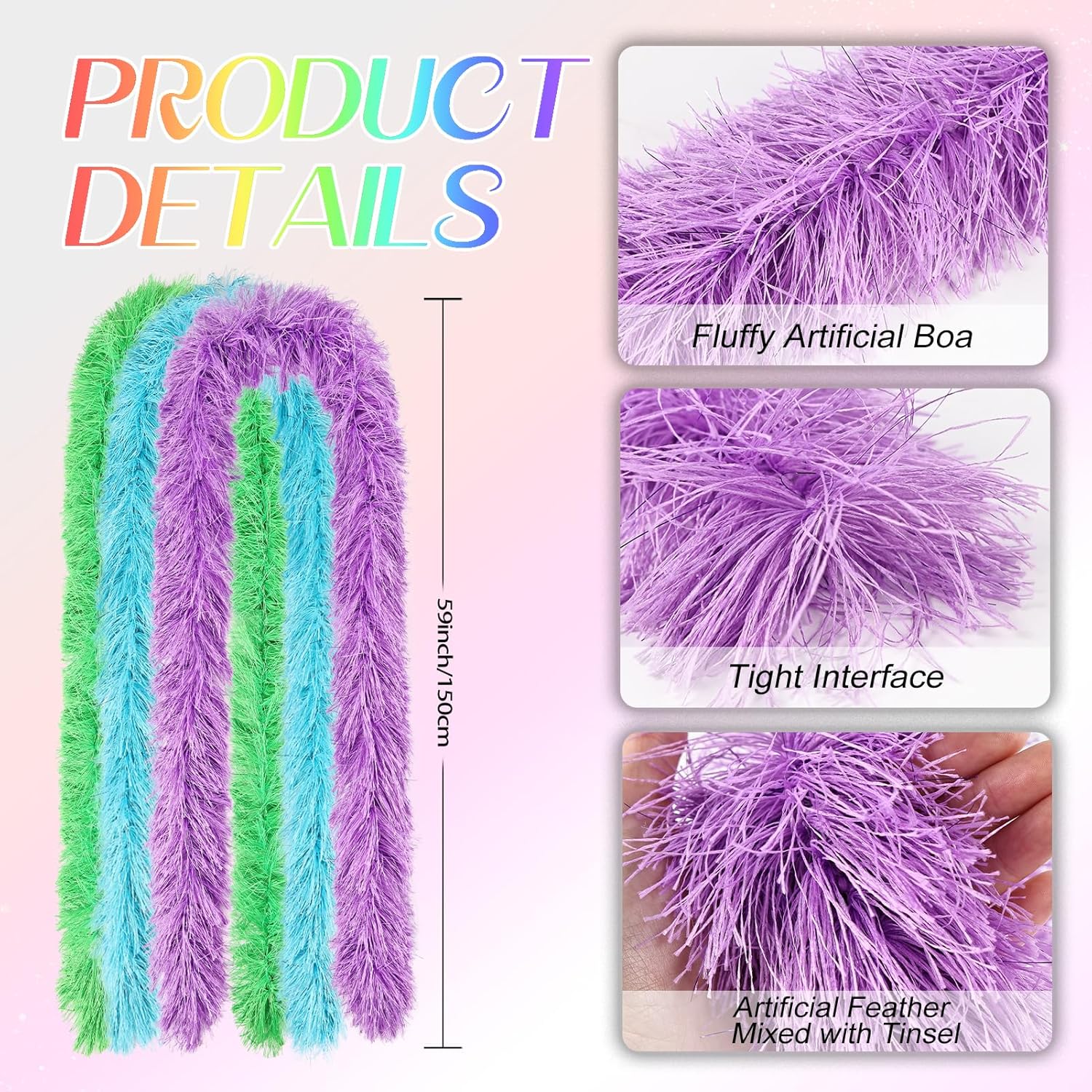 MehelloFeather 15Pcs Feather Boa 5Ft Artificial Fluffy Boas for Party Scene Arrangement Dance Party Clothing Decoration, Multicolor - Image 2