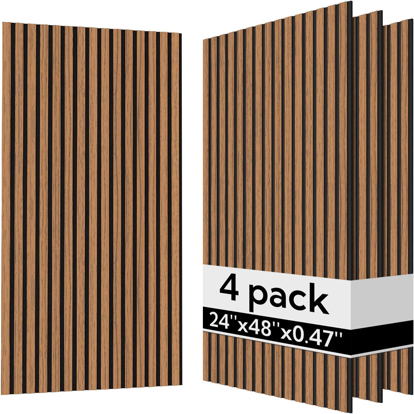 Olanglab Acoustic Wood Wall Panels 4 Pack, Sound Dampening Wood Slat Wall Panels 23.6" x 47.2", Matte Black