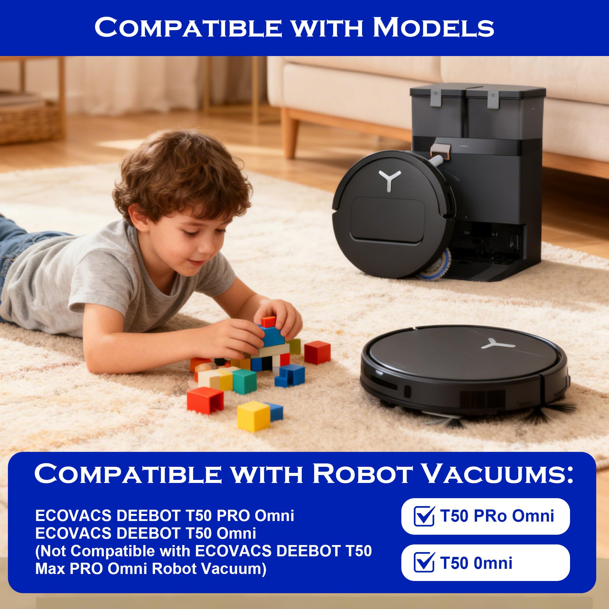25 pezzi Accessori per ECOVACS DEEBOT T50 PRO Omni/T50 Omni/T50,2 Spazzole Principali, 6 Panni, 6 Sacchetti Raccoglipolvere, 6 Spazzole Laterali, 4 Filtri, 1 Spazzola di Pulizia