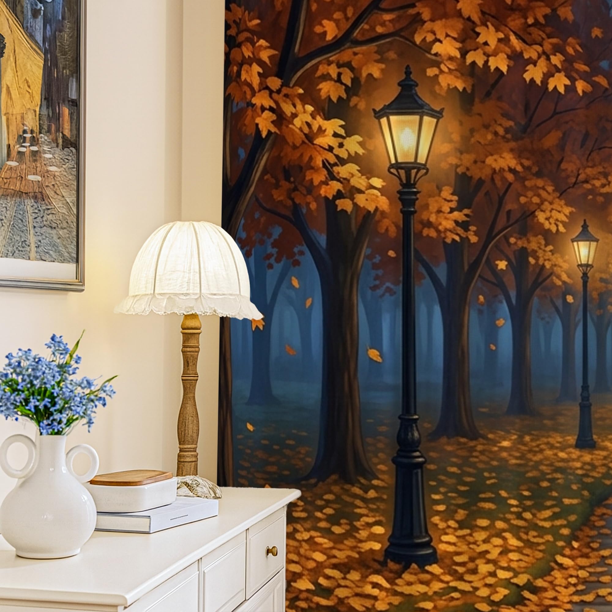 Rideaux occultants isolants au motif feuilles d'automne pour un intérieur cosy