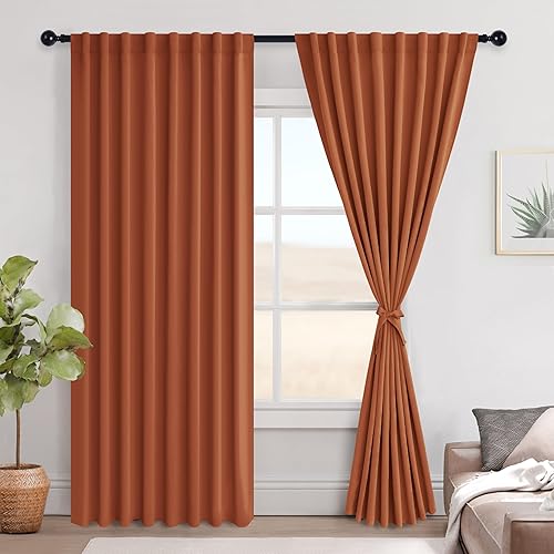 Miniatura 68 de Hiasan Cortinas opacas blancas extra anchas para dormitorio, cortinas opacas térmicas extra anchas de 72 pulgadas de largo, con pestaña trasera,