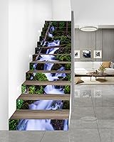 Vista 6 de FLFK - Adhesivos de escalera con efecto cascada - Juego de 15, adhesivos para peldaños de escalera tipo pela y pega, 39.3 x 7.08 pulgadas