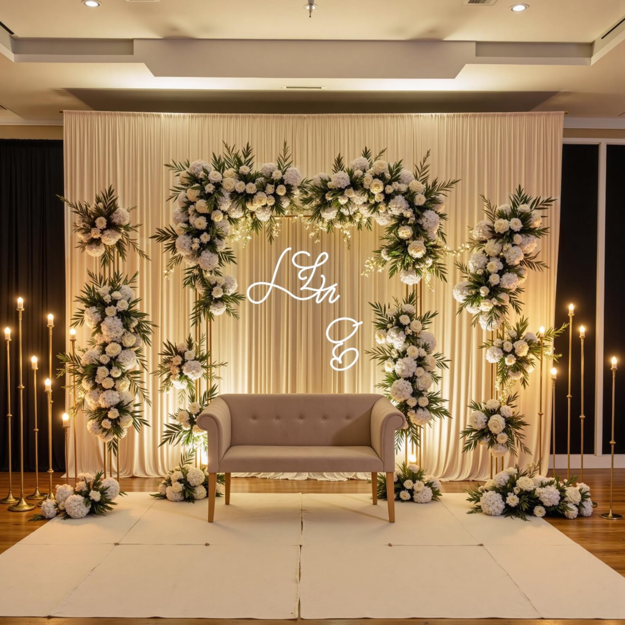 4 Stücke 1,5×3cm Beige Hintergrund Vorhänge für Hochzeit Party 100% Polyester Falten freie Beige Hintergrund Vorhänge für Geburtstag Taufe Baby Dusche Braut Dusche Fotowand