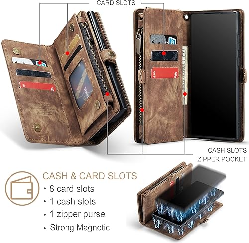 Miniatura 9 de Asuwish Funda de teléfono para Samsung Galaxy Note 20 Glaxay Note20 5G con cremallera, funda desmontable con protector de pantalla de vidrio