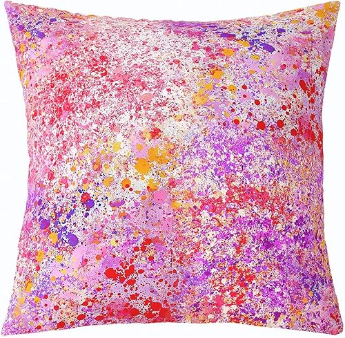 Feelyou Juego de 2 fundas de almohada de color rosa abstracto, 18 x 18 pulgadas, funda de almohada decorativa de teñido anudado de galaxia, fundas