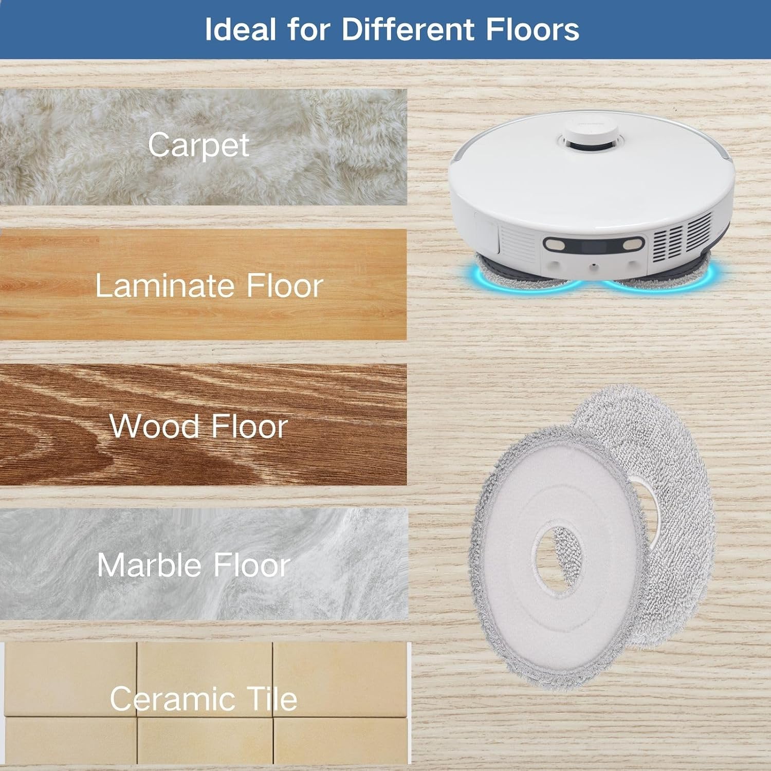 8-Pack Replacement Mop pads compatible with Dreame L50/L40/L40s/L30/L20/L10 Ultra/L10s Pro Ultra/L10s Pro Gen2/L10s Ultra Gen2/L10s Plus/ X50/X40/X30 Ultra/X40 Master/Mova P10/P50 Pro Ultra/V50 Ultra