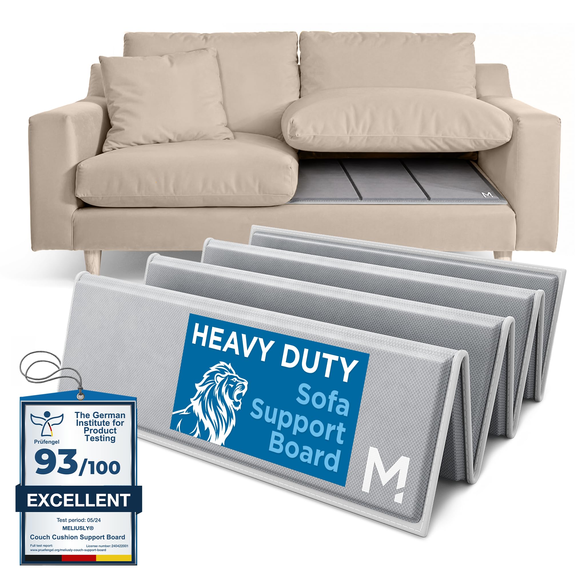 Meliusly Coussin de canapé robuste pour coussins d'affaissement (61 x 122 cm) en bois renforcé pour siège affaissé, support de canapé profond pour dessous les coussins, économiseur de causeuse