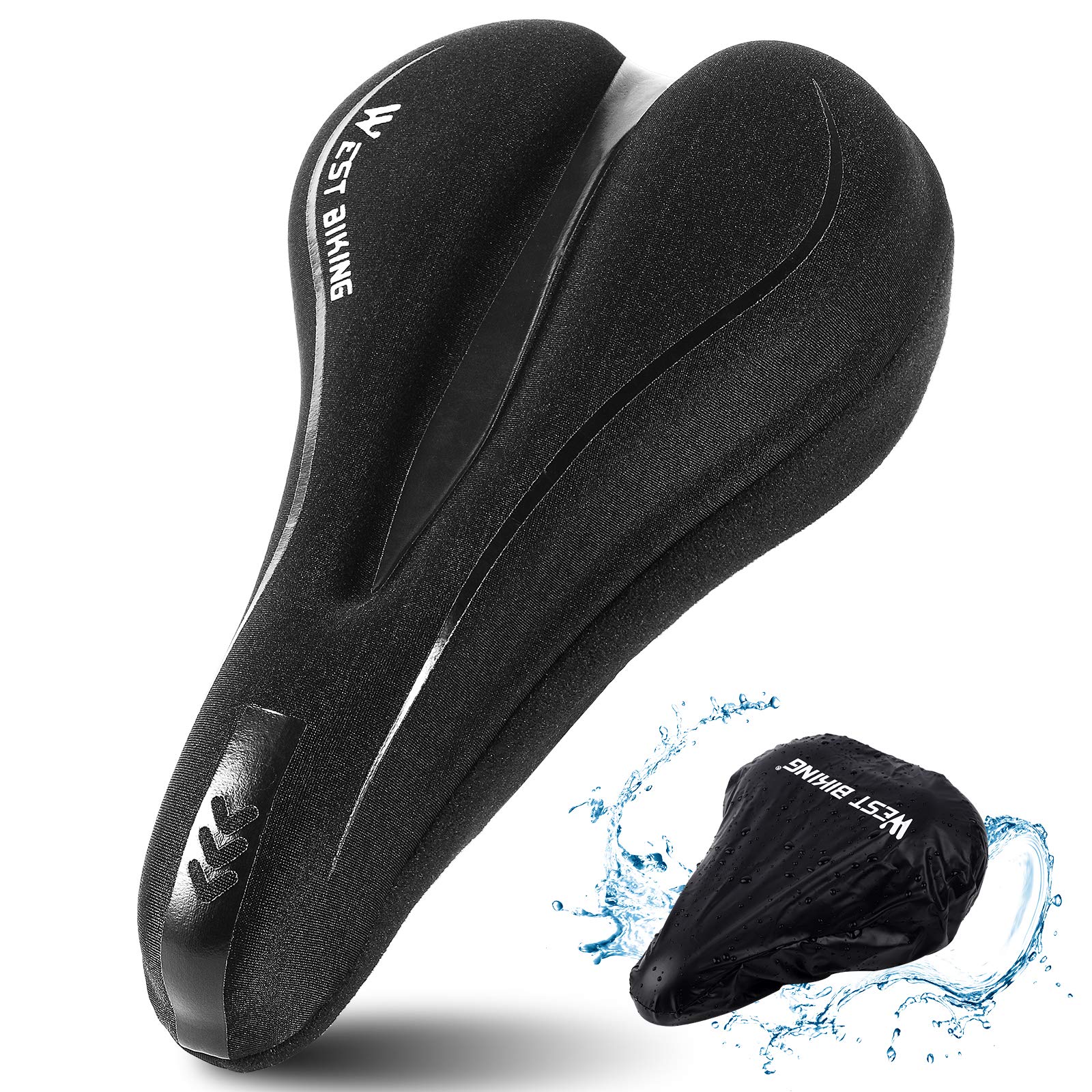 Bike GEL Seat Cover with Waterproof And Dust Proof Covers, Antislip GEL Bike Seat Cushion, Soft Comfortable Bicycle Saddle Covers, Padded Seat Cover for Bike for MTB Exercise Narrow Bicycle Seat