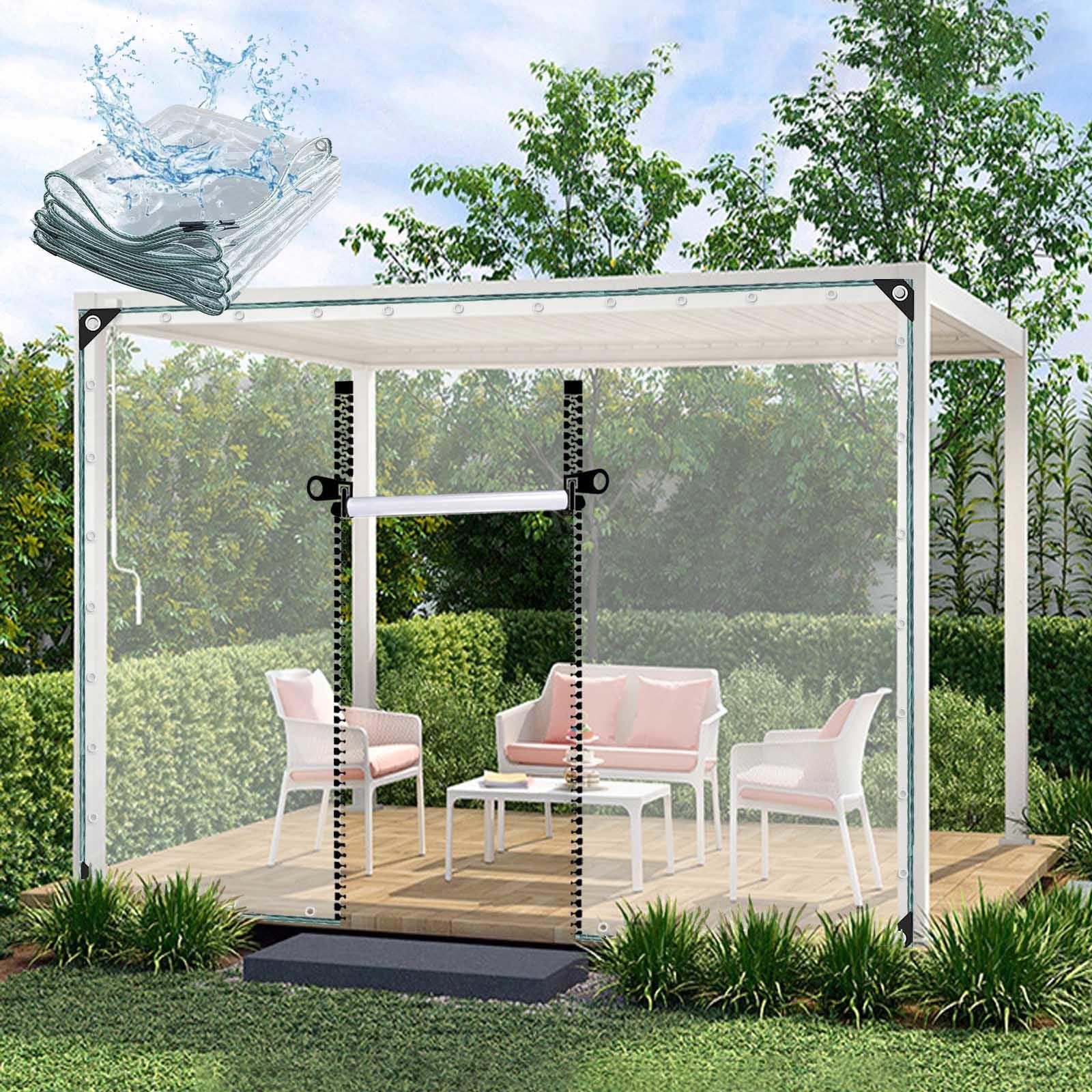Duidelijke Zeilen Zware Waterdichte,Gazebo Patio Veranda Zeildoek Zijpanelen Met Rits Deur 0 3 Mm Dik Pvc Zeil Voor Uv Stralen Stof Regen Sneeuw Afdekzeil Wxh 1 7x2 5m 5 6x8 2ft 2524597988