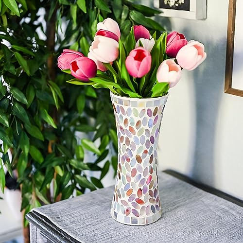 Miniatura 7 de Jarrón decorativo moderno  Florero grande para flores jarrones de mosaico  11.8 pulgadas de alto x 5 pulgadas de diámetro