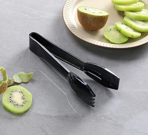 Miniatura 6 de New Star Foodservice 42290 Pinza utilitaria, plástico de alta temperatura, borde recto, 6 pulgadas, juego de 12, negro