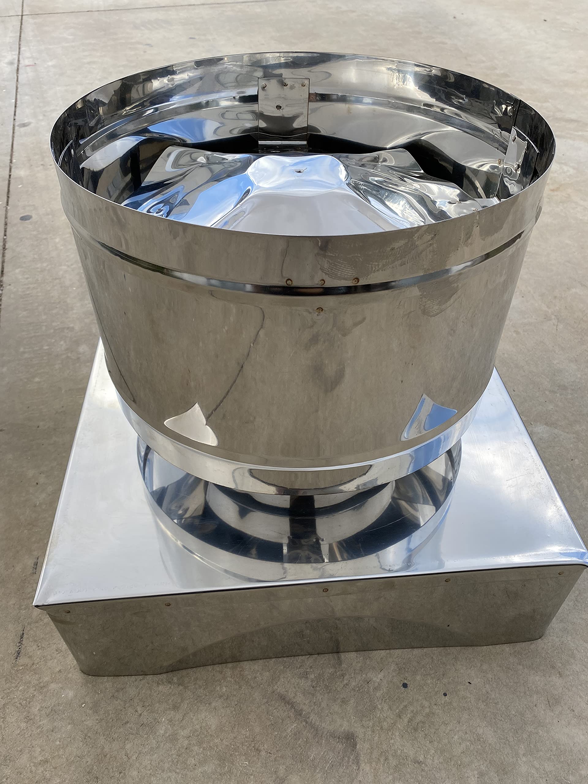 Zeta Fumaiolo a botte inox 420x420mm | Base quadra