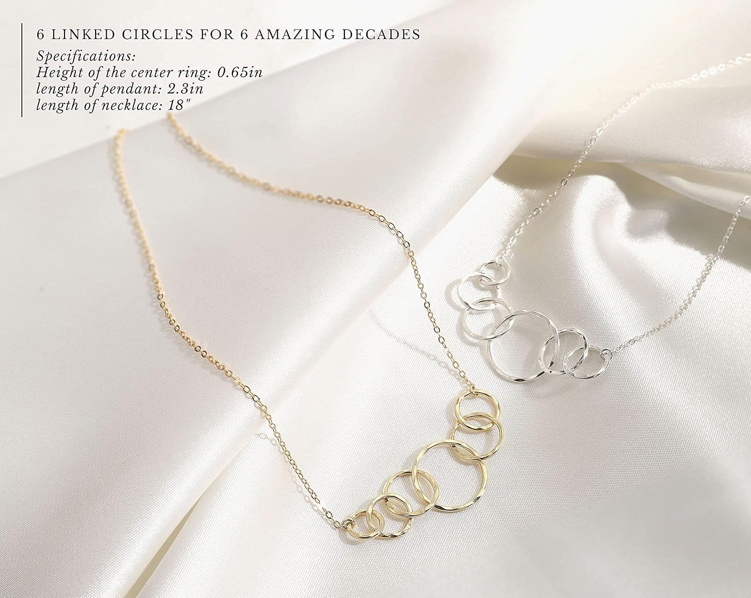 HOPE LOVE SHINE Birthday Necklace – Fashion Jewelry 16+2", 14K Gold Plated Sterling Silver with 3 Interlocking Rings, Hypoallergenic and Comfortable – A Thoughtful Choice for Birthday for Women - Image 6