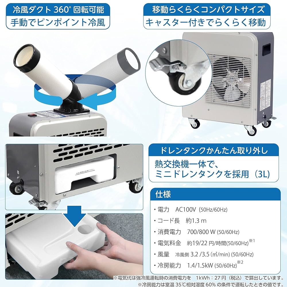 業務用　スポットエアコン 本体　KES151SNAB　美品 Amazon.co.jp: 広電 スポットクーラー 業務用 小型 板金 冷風