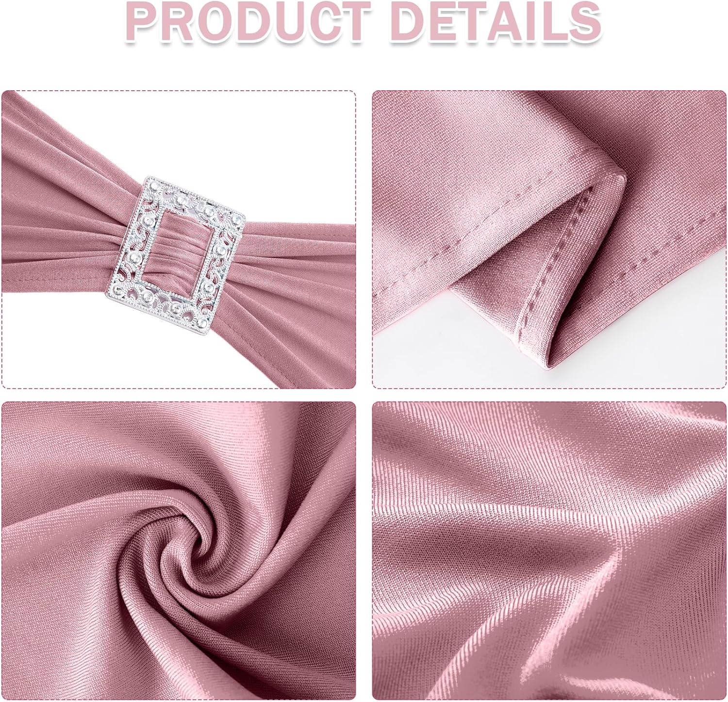 Joccun 30 PCS Spandex Chair Sashes Bows Stretch Chair Cover Band with Buckle Slider Universal Elastic Chair Ties for Wedding Banquet Party Event Decoration (Dusty Pink)