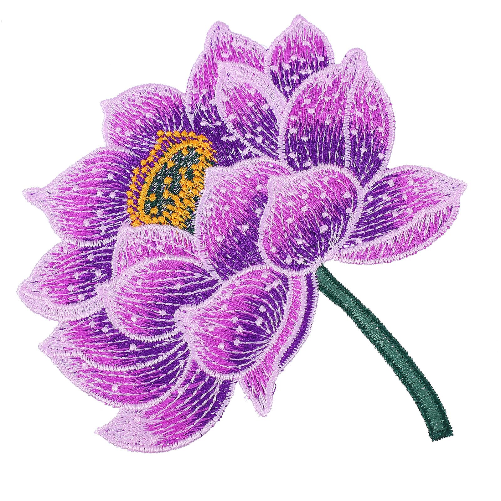 Lotus Cloth Patch Ethnic Cloth Applique Creative Embroidered Patch for Handmade Craft and Decoration on Clothes and Bags Unique Lotus Pattern Design 5.11X4.91 Inches