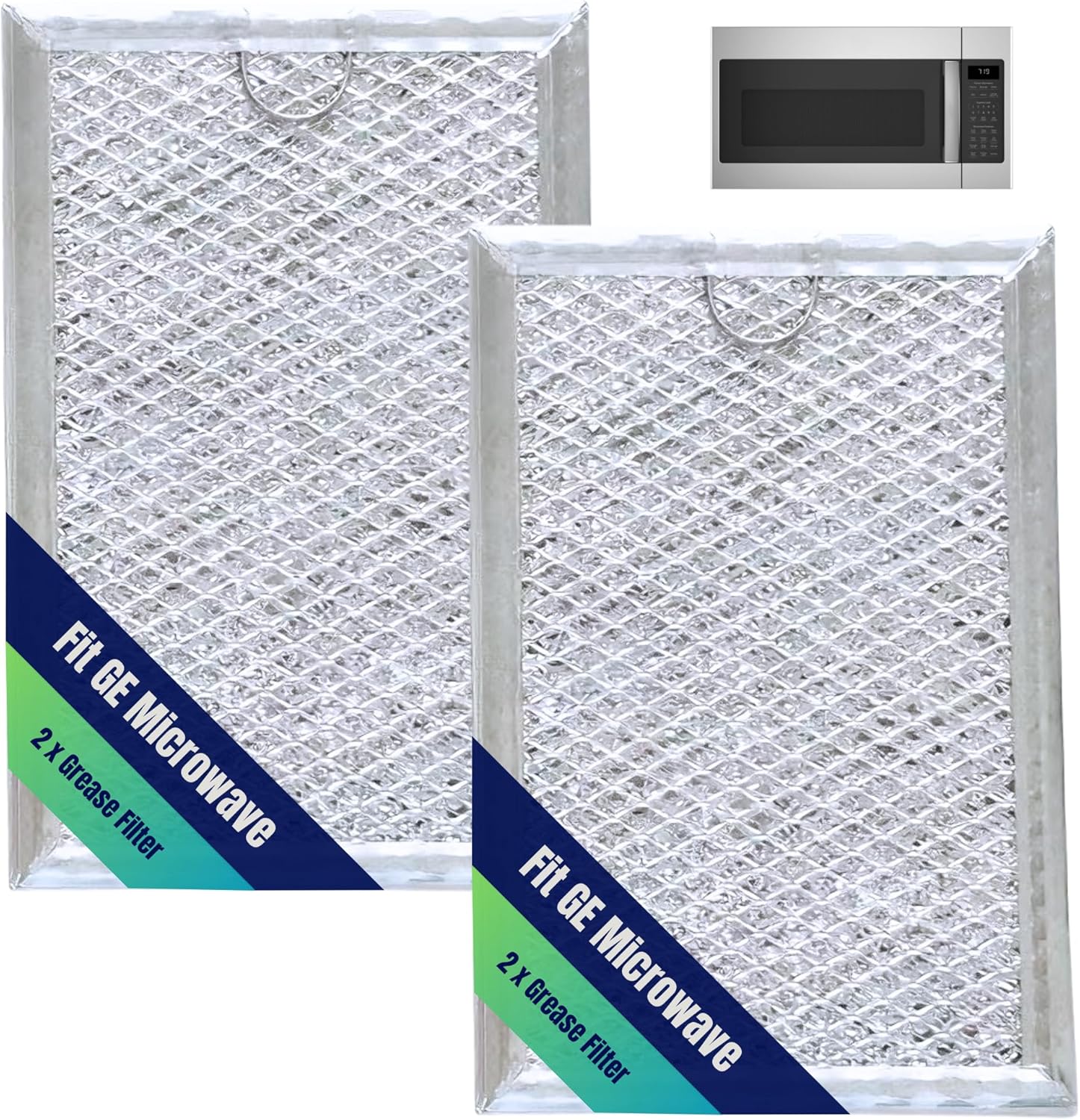 2-Pack Microwave Grease Filter Replacement Compatible with GE JVM7195SK6SS - Aluminum Under-Microwave Exhaust Vent Hood Filters - Fits PNM9216SK5SS, JVM7195EK5ES, JNM7196DK5BB