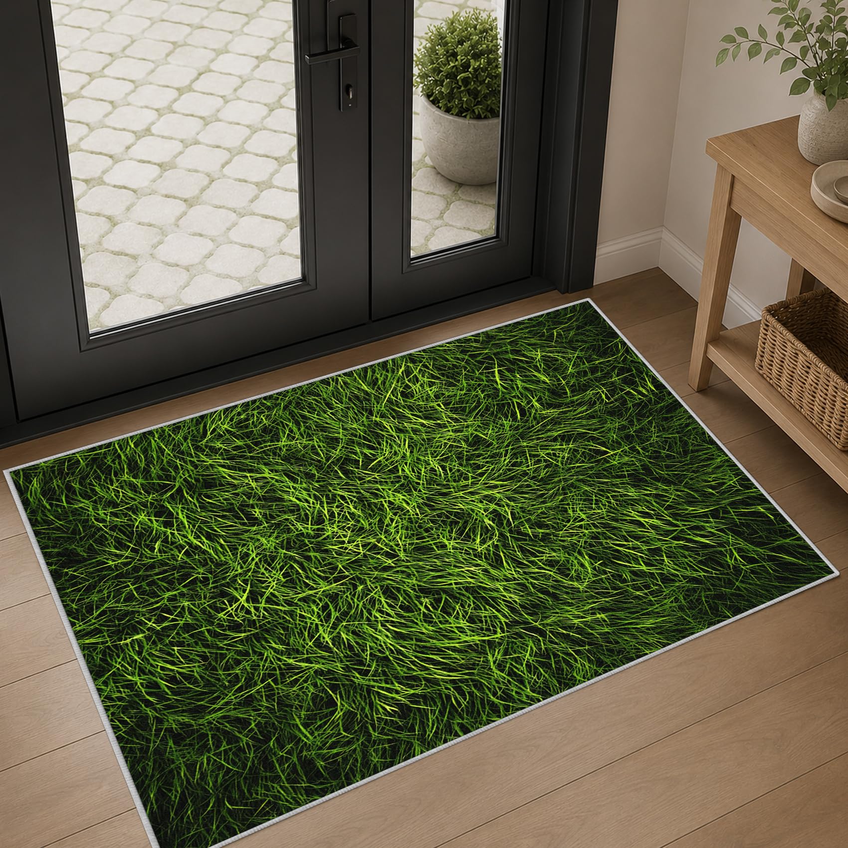 Générique Tapis Salon Herbe Vert 140x200cm Lavable en Machine Antidérapant