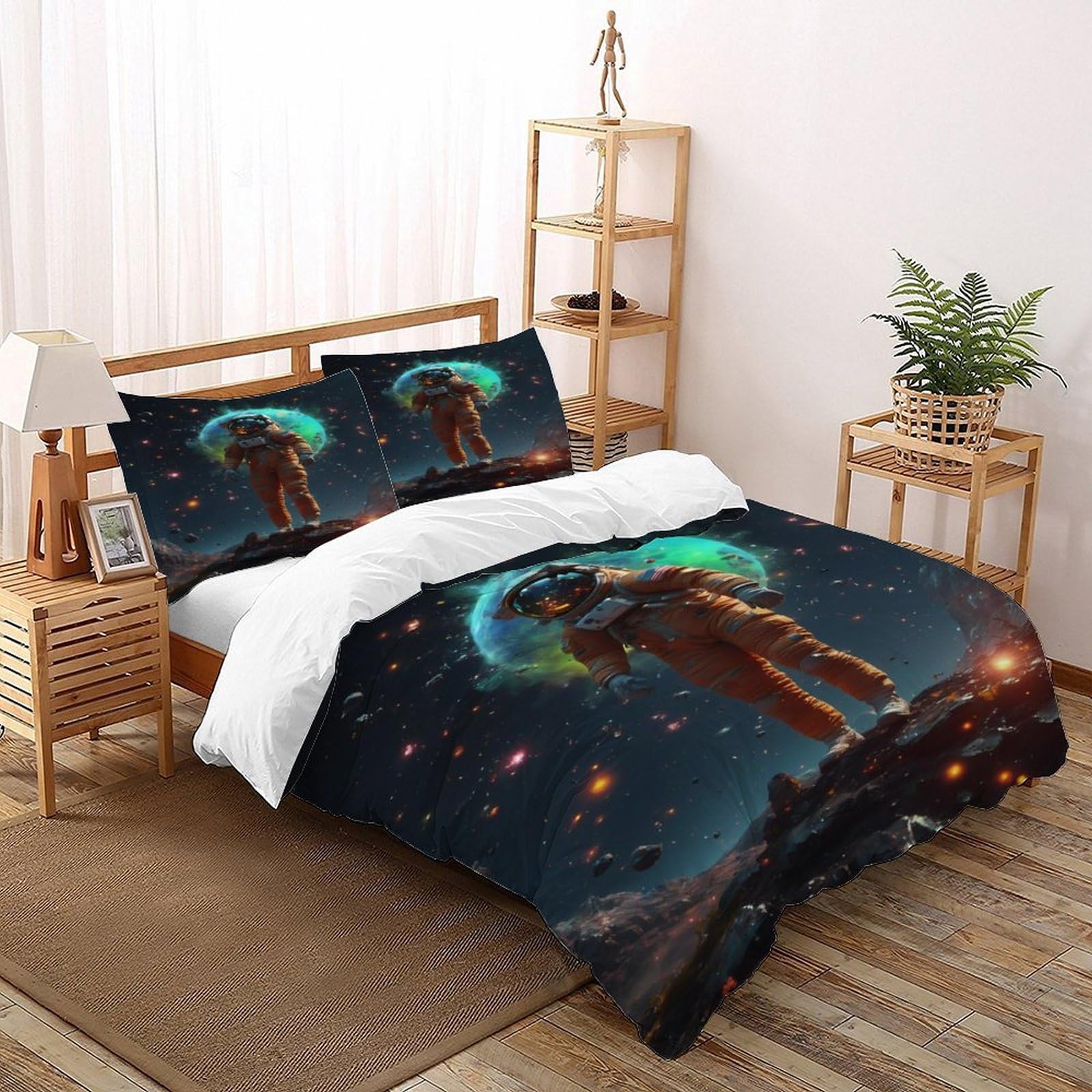 Parure de lit planete housse de couette microfibre imprimé espace