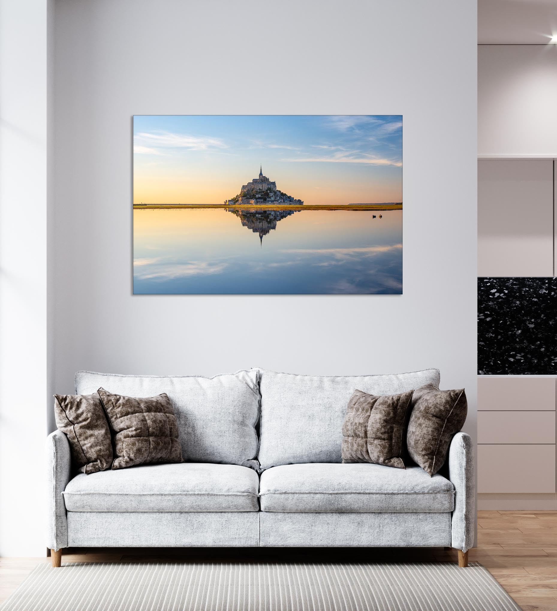 Tableau Déco Mont Saint-Michel – Toile Imprimée 150x75 Cm, Fabrication Française