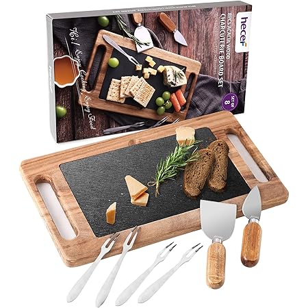 Aazon.co: Acacia Wood Cheese & Charcuterie Board - Unique Heirloo Shape, Great Gift For Woen - View #5