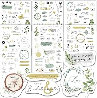 Wedding Stickers | 8 Sheets Scrapbook Stickers | 200+ Bride Sticker | De...