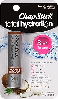 ChapStick Total Hydration Coconut Lip Balm Tube, Hydrating Coconut ChapStick for Lip Care - 0.12 Oz