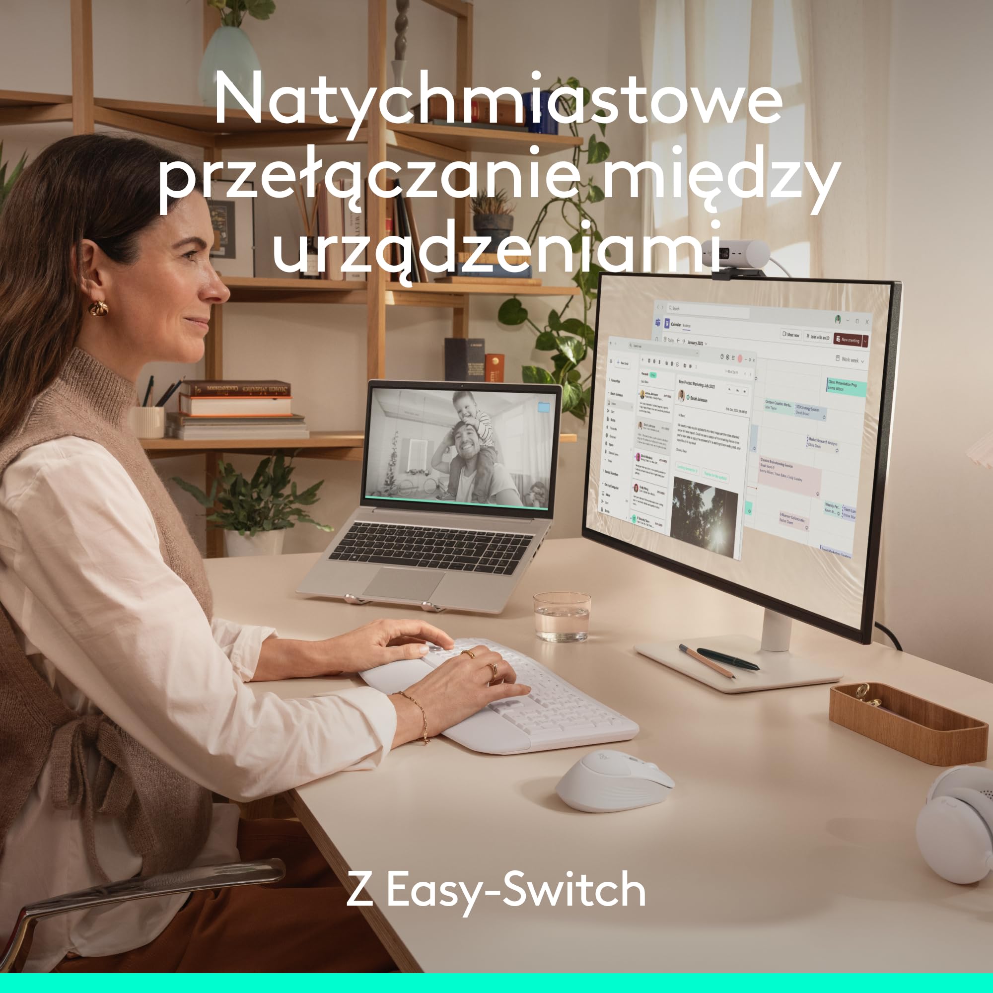Logitech Signature Comfort Plus M850 L, bezprzewodowa mysz, mysz Bluetooth z poduszką na dłoń, bezdźwięcznymi kliknięciami, 24-miesięczną baterią, konfigurowalnymi przyciskami,Windows,Mac, iPad -Biały