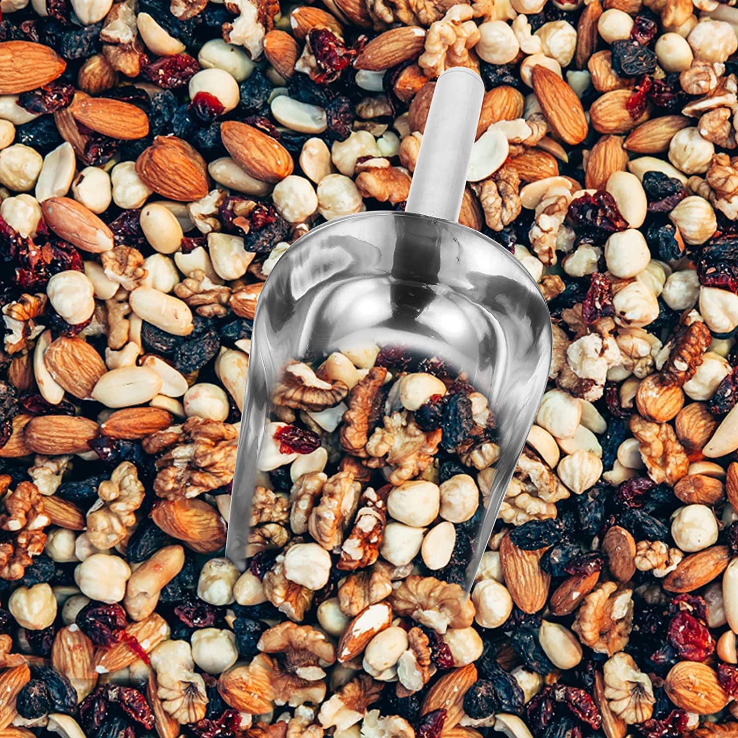 Eisschaufel aus Metall, Eisschaufel, Mehlschaufel: Edelstahl-Eisschaufel, Eiswürfelschaufel, flacher Boden, Gebrauchsschaufel für Bar, Küche, Popcorn, Süßigkeiten, Kaffeebohnen, 1 Tassenschaufel (F