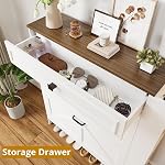 IRONCK Shoe Storage Cabinet with 2 Flip Drawers & Barn Door Design, Freestanding Shoe Cabinet Organizer with Drawer and Shelves for Entryway, Farmhouse Shoe Rack Cabinet, White/Walnut