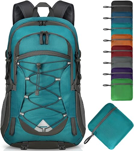 IGOLUMON Mochila de senderismo de 40 L, plegable, ligera, mochila de camping para hombres y mujeres, impermeable, mochila de senderismo al aire
