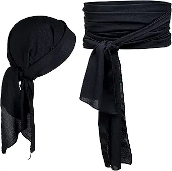 Costume Accessories: Plus Size Pirate Scarf Belt Waist Sash and Head Bandanas for Halloween Women Men