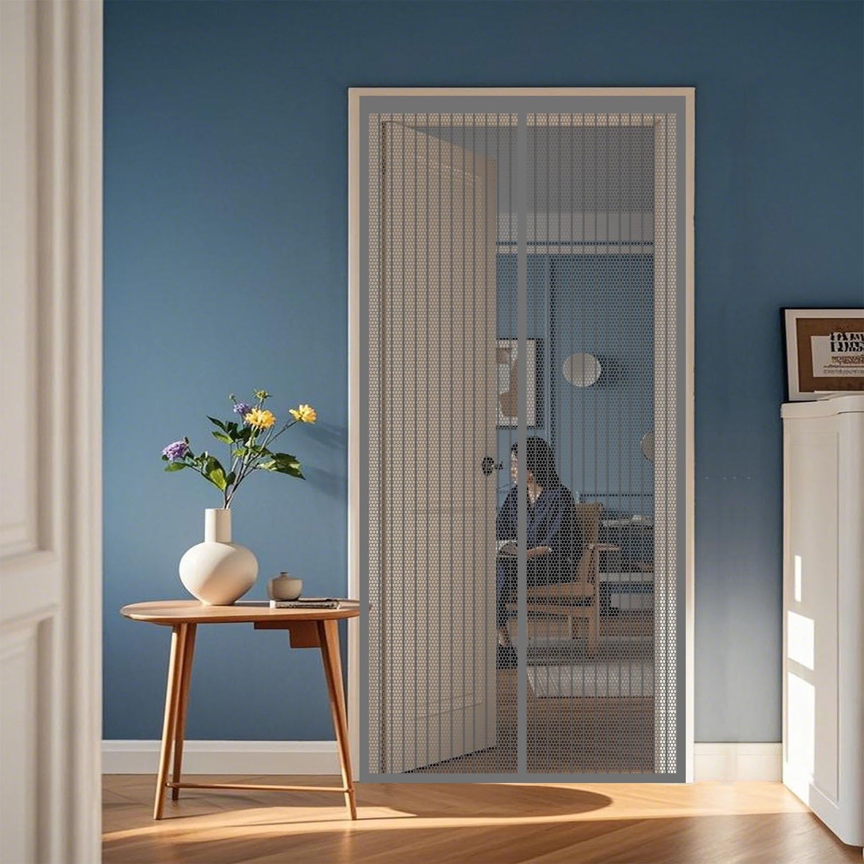 Moustiquaire porte fenetre 92 x 227 cm anti-moustiques grise