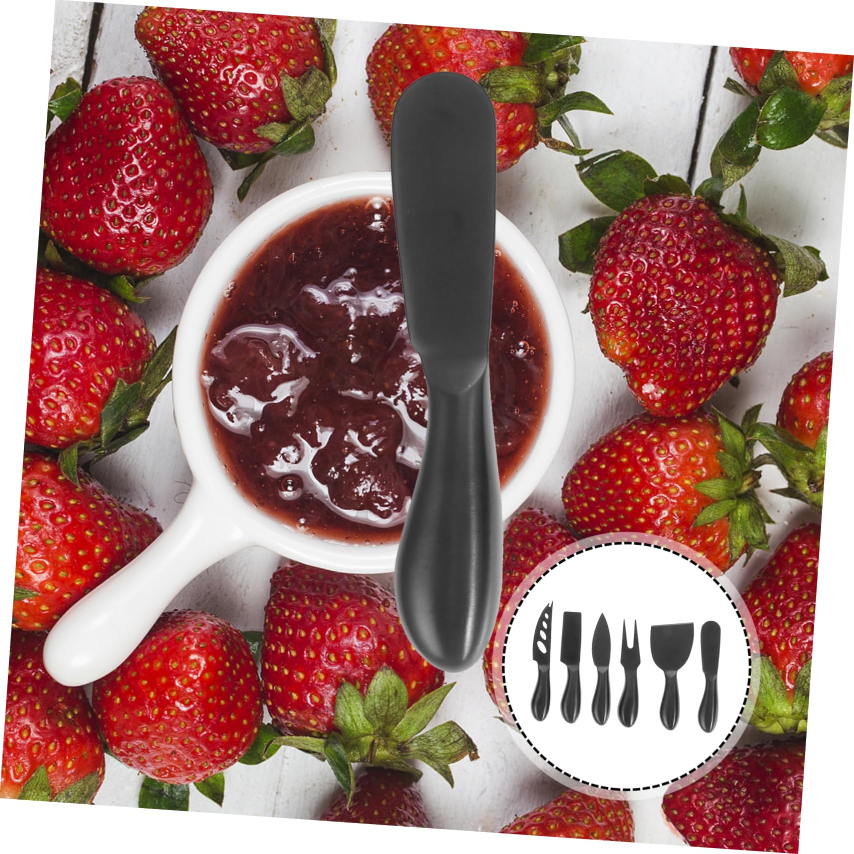 Ciieeo 6 Pièces Set de Couteaux à Fromage Coupe-fromage en Acier Inoxydable Noir Cuisine pour Restaurant Cuisine Maison