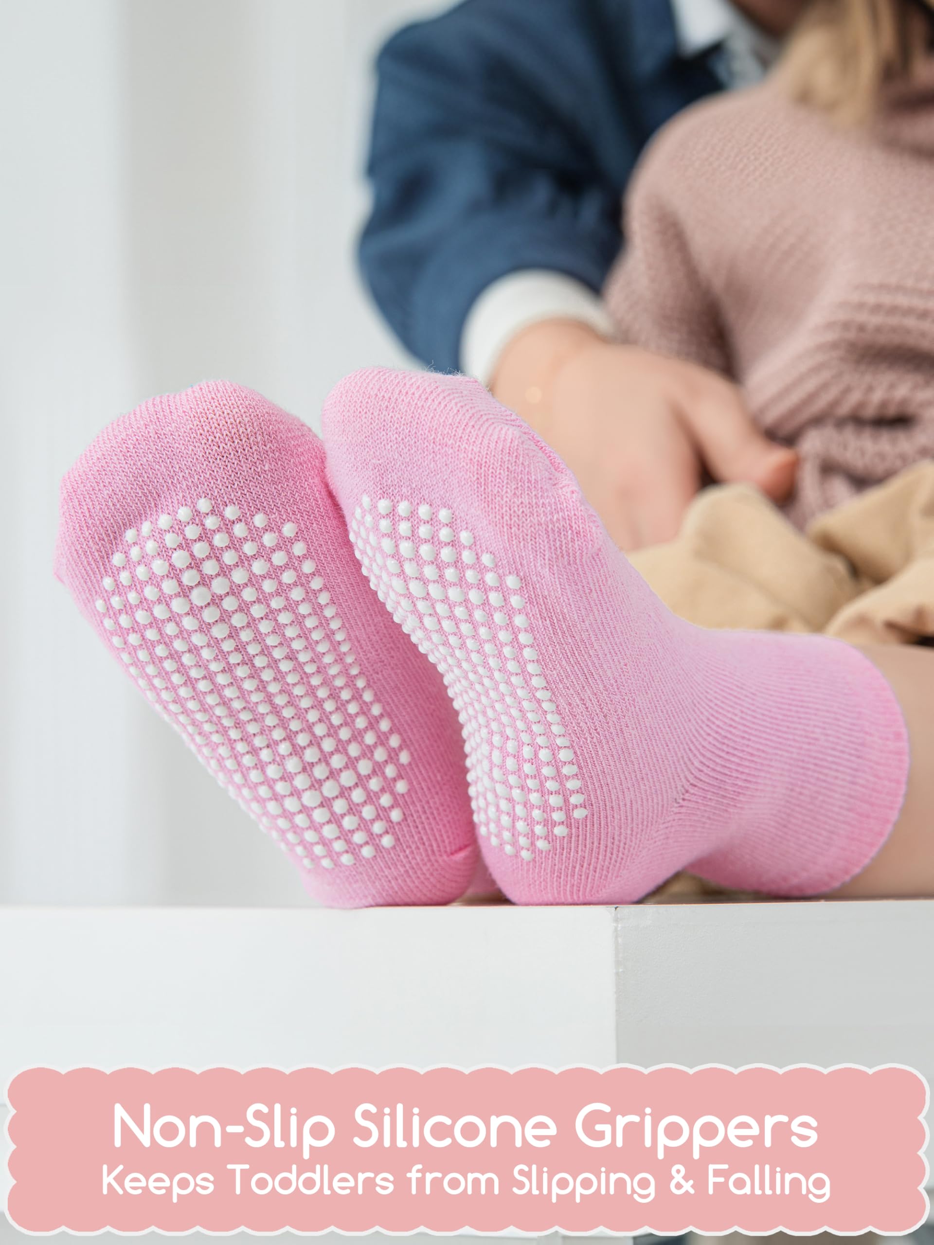 Aroveea Babysocken, rutschfest, für Kleinkinder, Jungen und Mädchen, niedlich, Baumwolle, 12 Stück