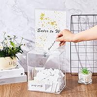 Vista 4 de Teling Caja de donación de acrílico alta de 2 piezas con placa de bloqueo y letrero de 6.7 x 5 x 8 pulgadas, caja de sugerencias segura y 200