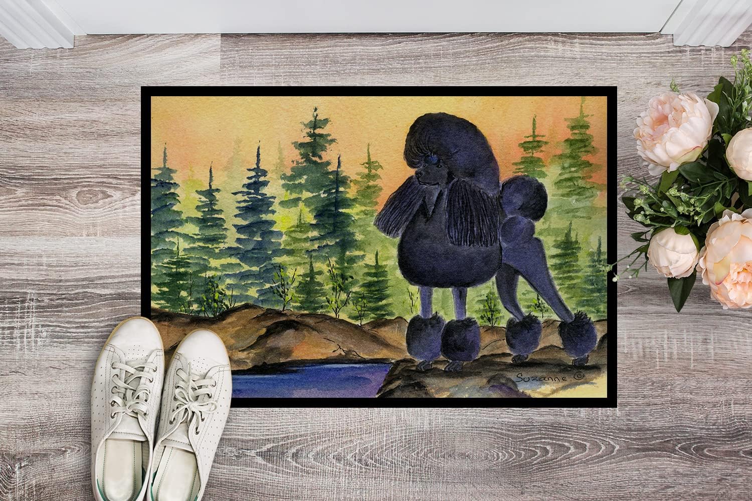 Caroline's Treasures SS8196JMAT Poodle Doormat 24x36 Front Door Mat Indoor Outdoor Rugs for Entryway, Non Slip Washable Low Pile, 24H X 36W